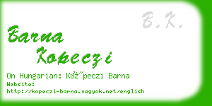 barna kopeczi business card